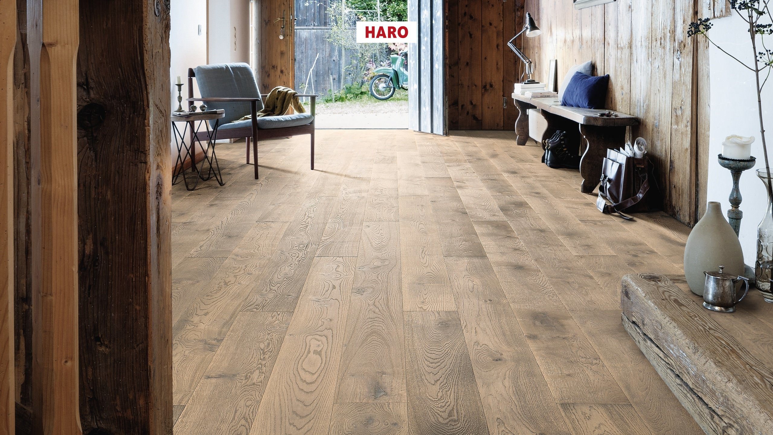13,5 mm HARO Parkett Serie 4000 - Eiche tabakgrau Sauvage, retro strukturiert 4V_1