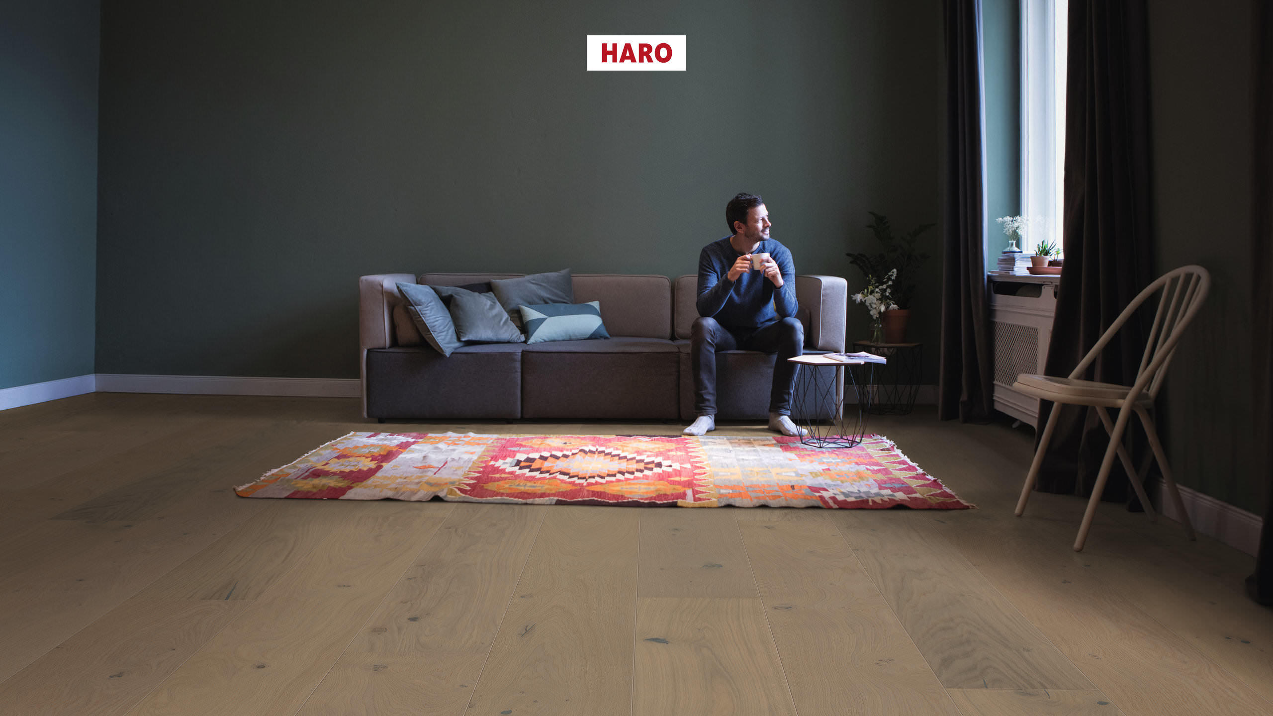 13,5 mm HARO Parkett Serie 4000 - Eiche sandgrau Sauvage, strukturiert 4V_1